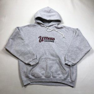 Umass Skiing Gray Hooded Sweatshirt Size Large University Massachusetts Hoodie